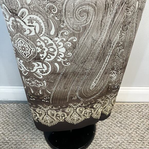 Nygard Collection Skirt size 14 Brown Paisley Sheer Faux Wrap Long Modest Career - Picture 6 of 12